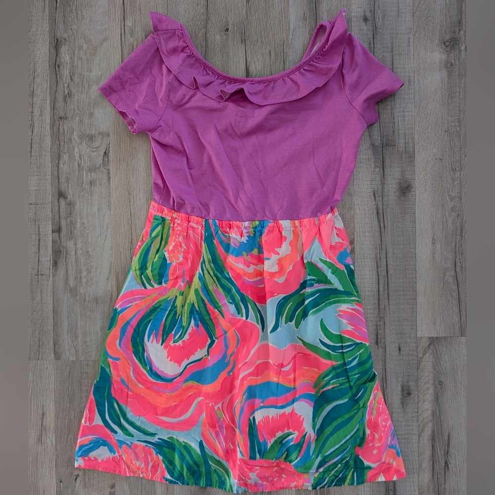 Lilly Pulitzer Purple And Pink Dress, 12/14Y (V3)
